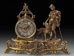 Каминные часы античная бронза VIRTUS